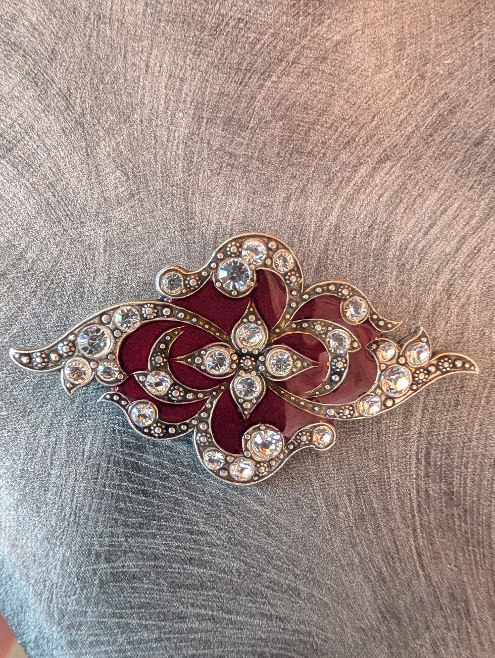 Vintage FRANCE Catherine Popesco Enamel & Crystal Art Deco Revival brooch